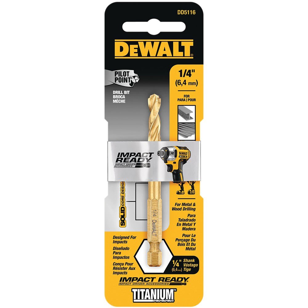 DeWalt DD5108T 1/8" Impact Ready Hex Shank Titanium Drill Bits - 2