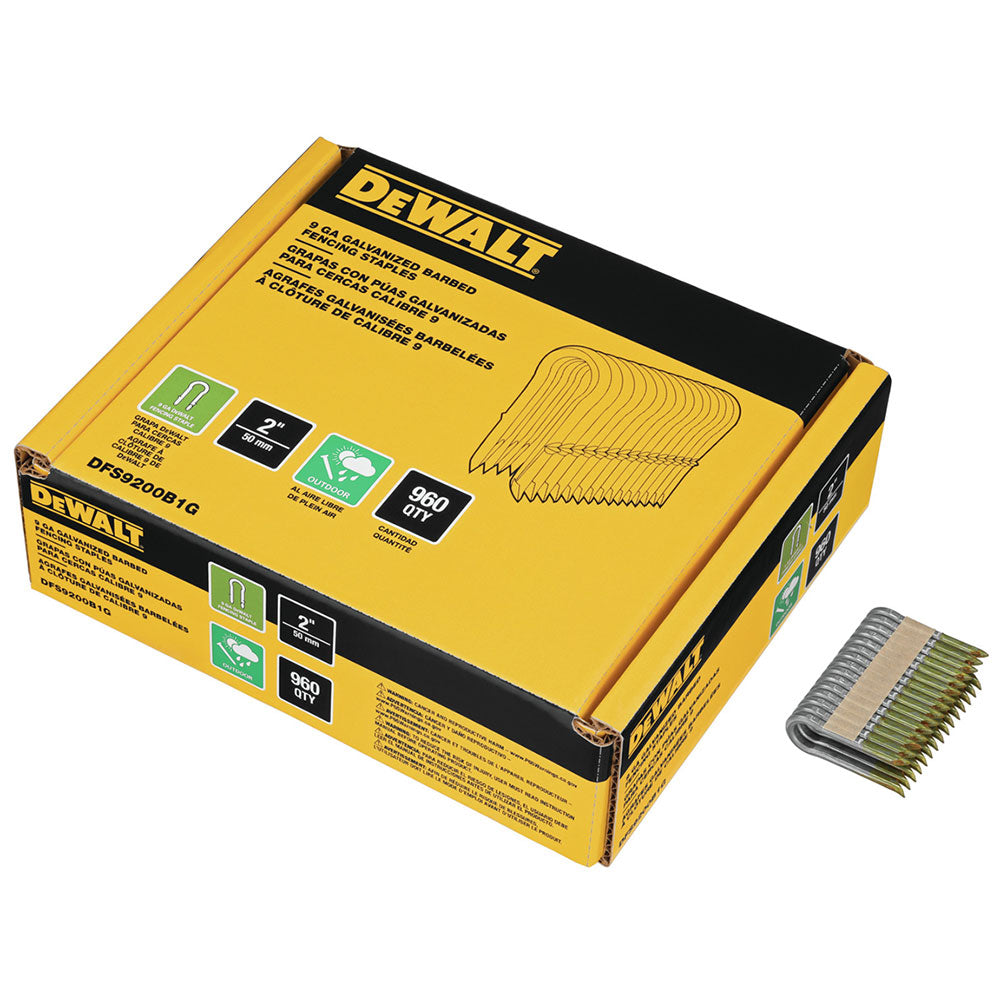 DeWalt DFS9200B1G 2" 9GA Galvanized Barbed Staple 960Pk - 2