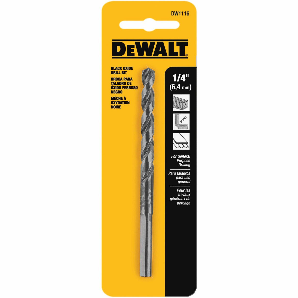 DeWalt DW1116 1/4" Black Oxide Split Point Drill Bit - 3