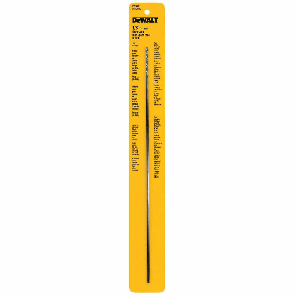DeWalt DW1602 1/8" x 12" Black Oxide Drill Bit - 2