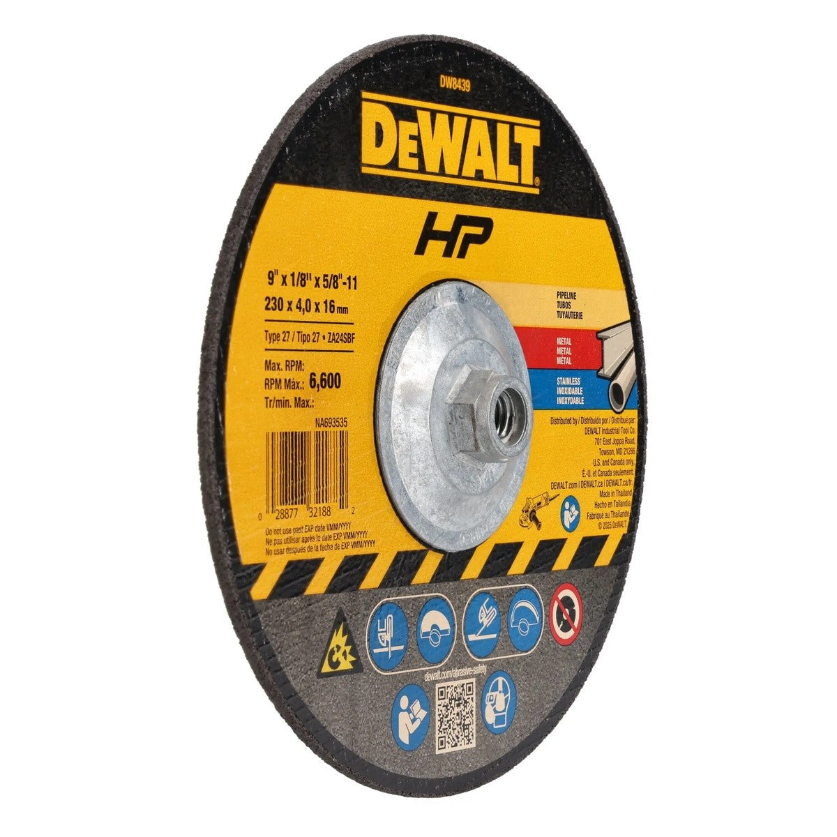 DeWalt DW8439 9" High Performance Pipeline Grinding Wheel Type 27 1/8" Thick - 2
