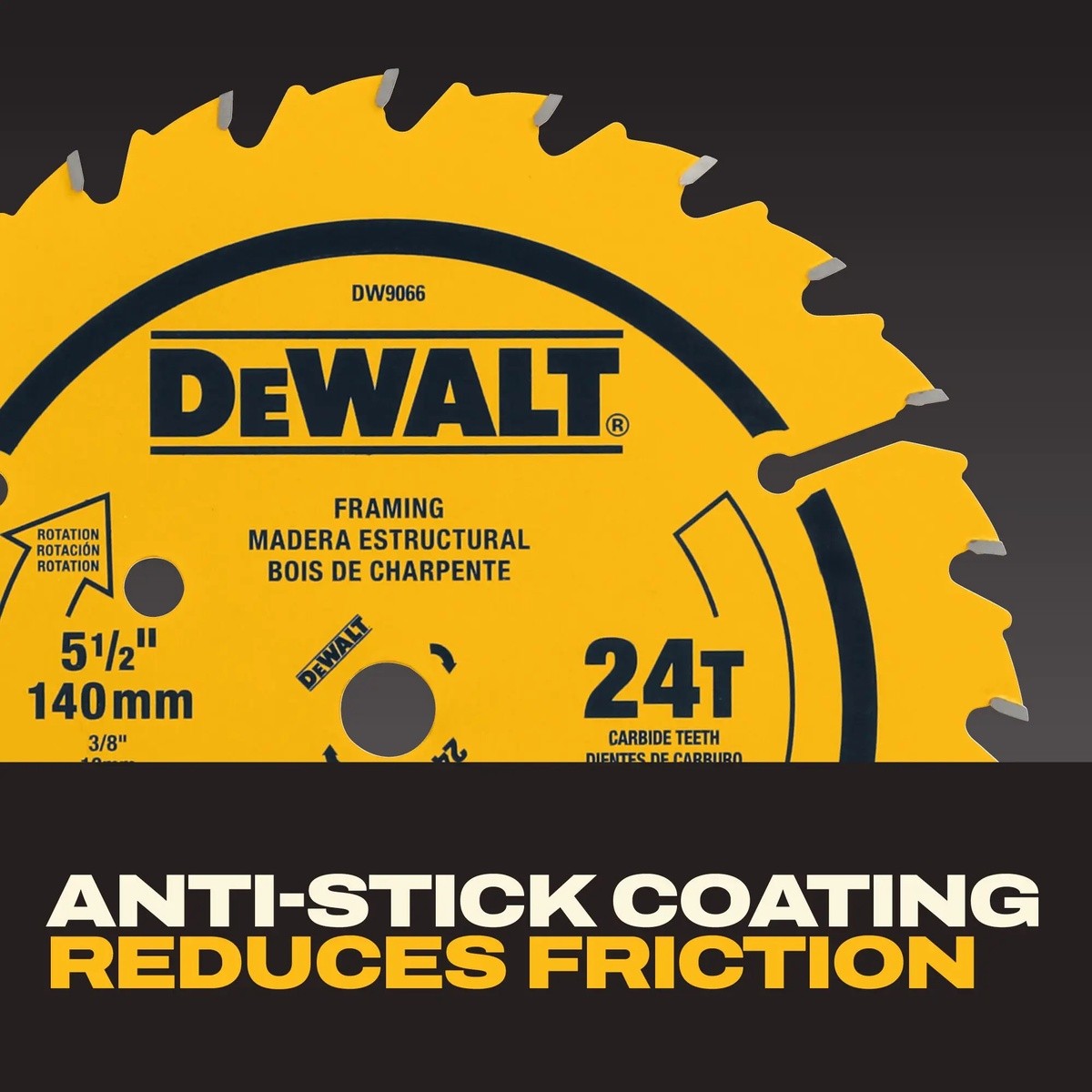 DeWalt DW9066 5-1/2" 24-Tooth Rough Finish Carbide Circular Saw Blade for Wood Cutting - 5