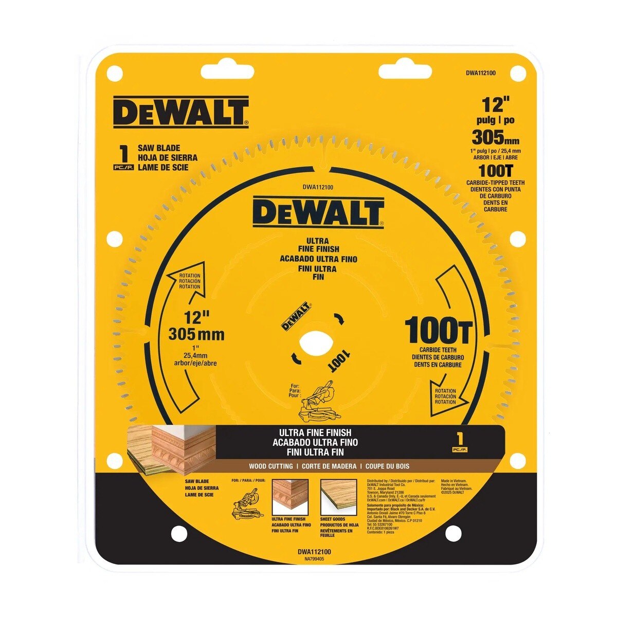 DeWalt DWA112100 12" 100 Tooth Ultra Fine Finish Circular Saw Blade for Wood - 2