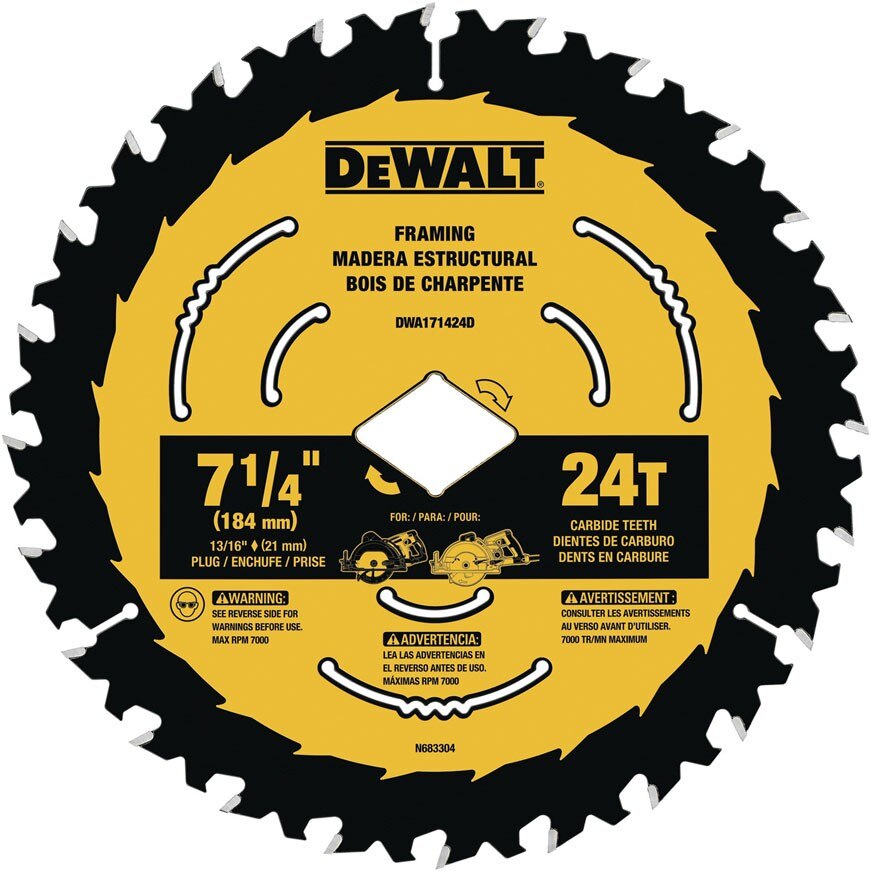 DeWalt DWA171424DB10 7-1/4" 24T Worm Drive Bulk (10)