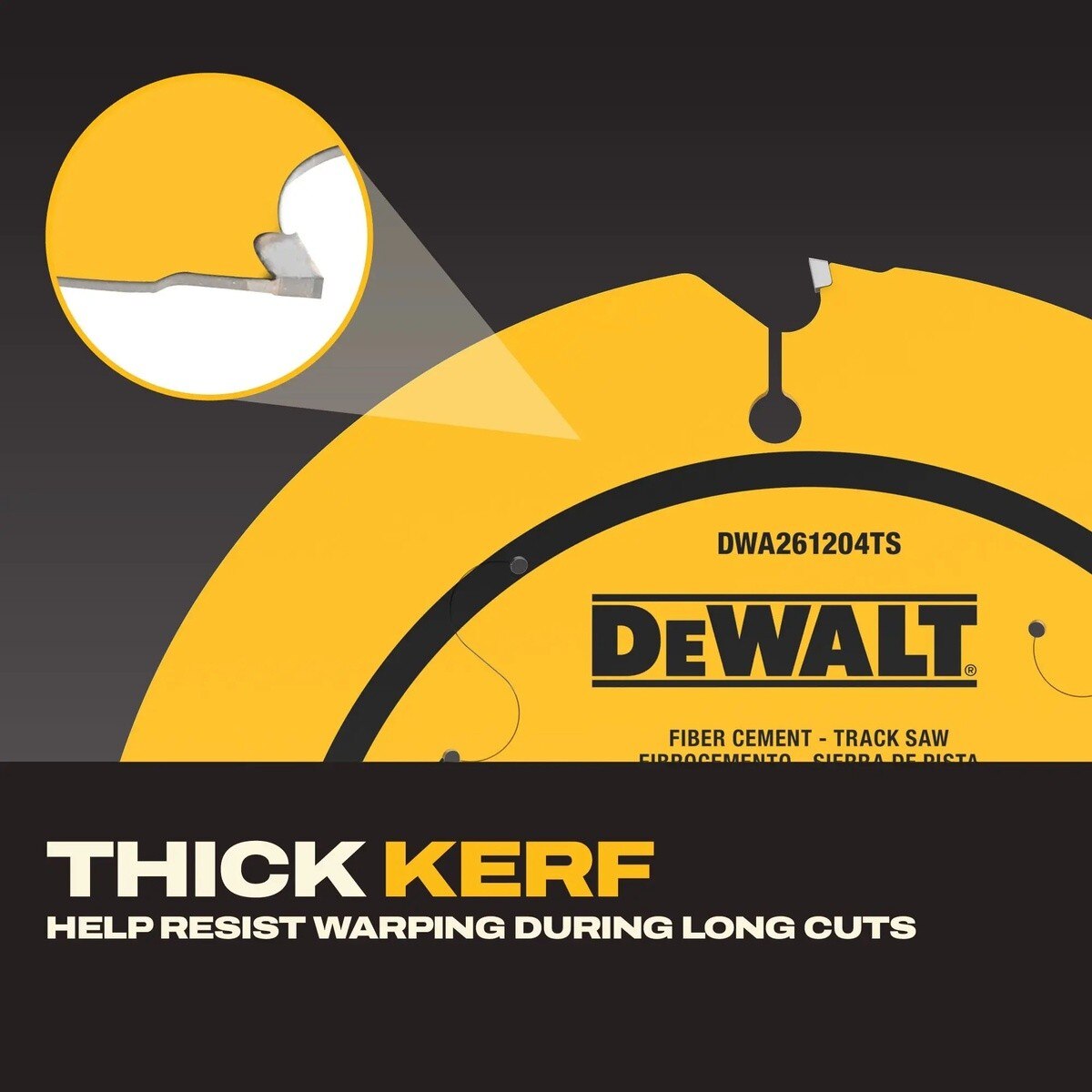 DeWalt DWA261204TS 6-1/2" 4T Diamond Tipped Fiber Cement Track Saw Blade for 20 mm Arbor Track Saws - 4
