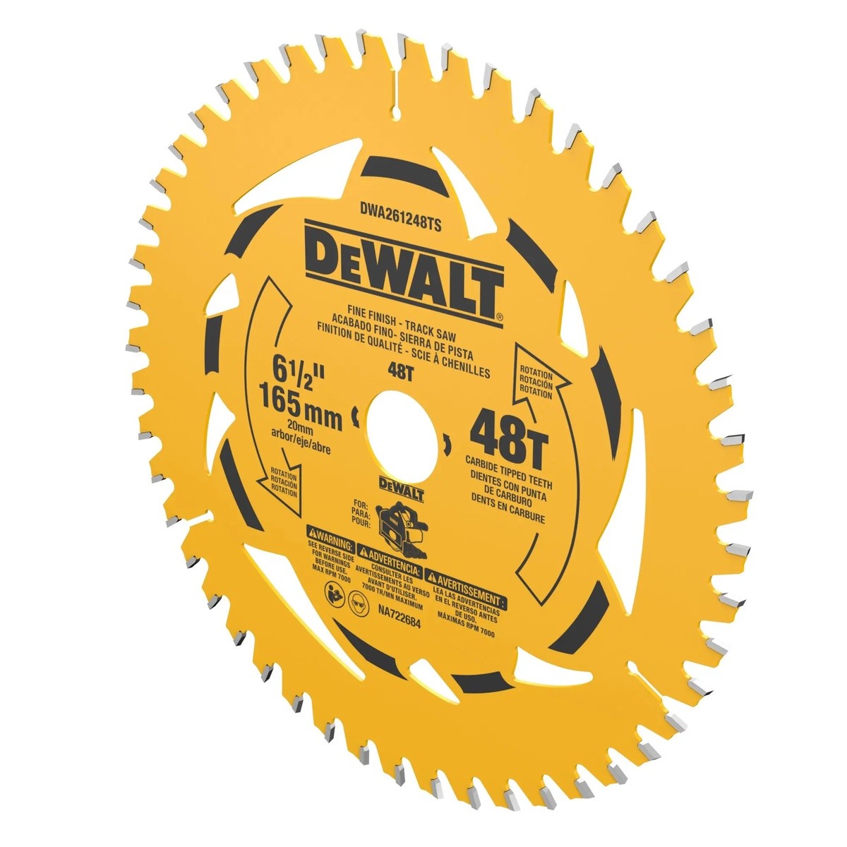 DeWalt DWA261248TS 6.5" 48T Fine Finish Carbide Track Saw Blade 20mm Arbor - 3