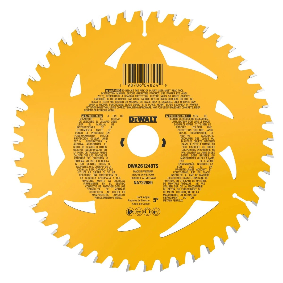 DeWalt DWA261248TS 6.5" 48T Fine Finish Carbide Track Saw Blade 20mm Arbor - 4