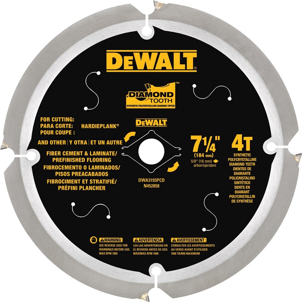 DeWalt DWA3193PCD 7-1/4" Fiber Cement 4T PCD Blade