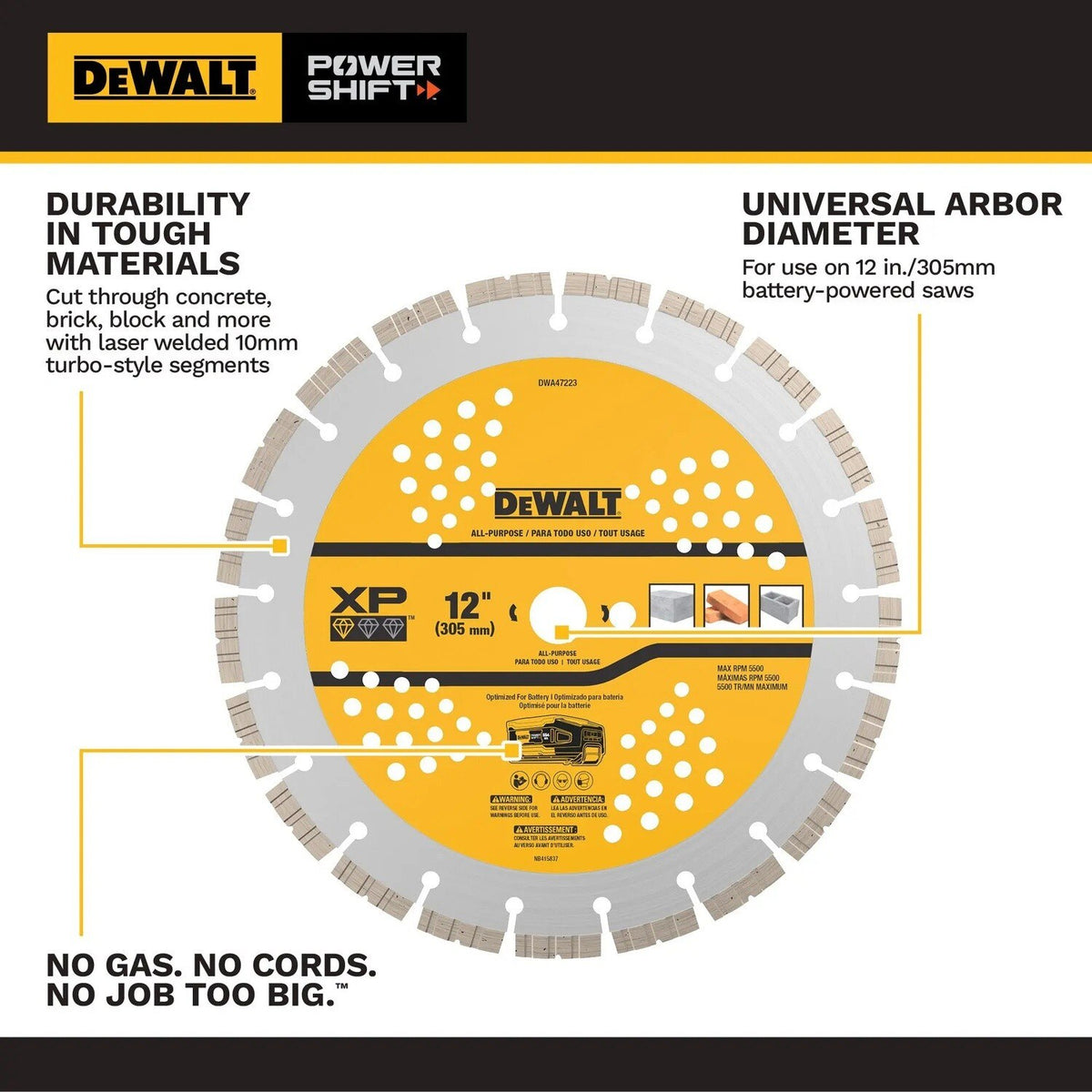 DeWalt DWA47223 12" XP Segmented Diamond Blade for Concrete Brick and Block - 2