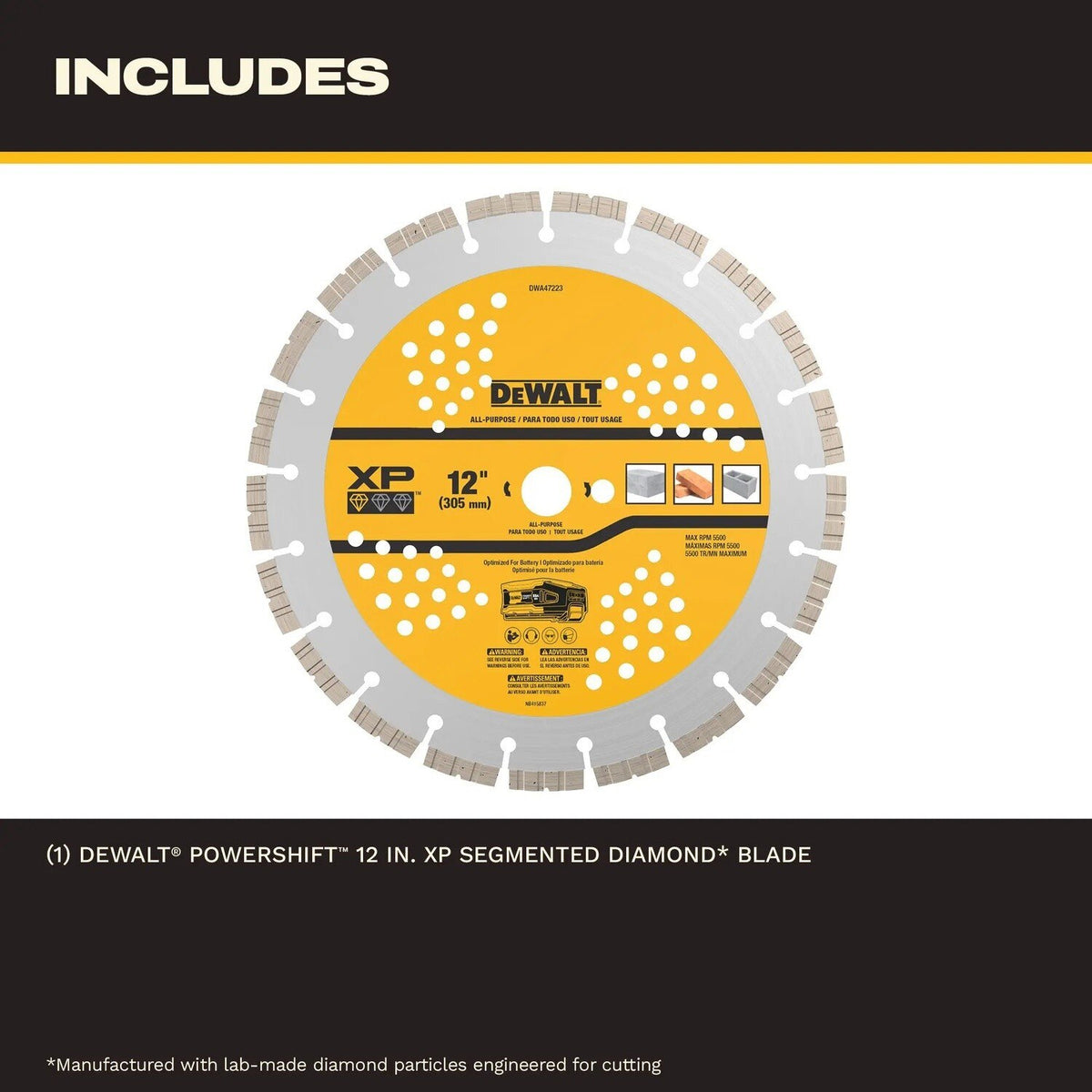 DeWalt DWA47223 12" XP Segmented Diamond Blade for Concrete Brick and Block - 4