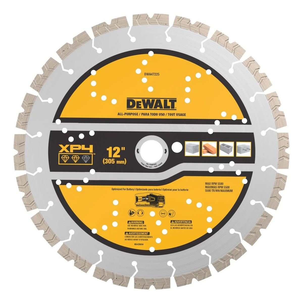 DeWalt DWA47225 POWERSHIFT 12" XP4 Segmented Diamond Blade for Concrete and Masonry