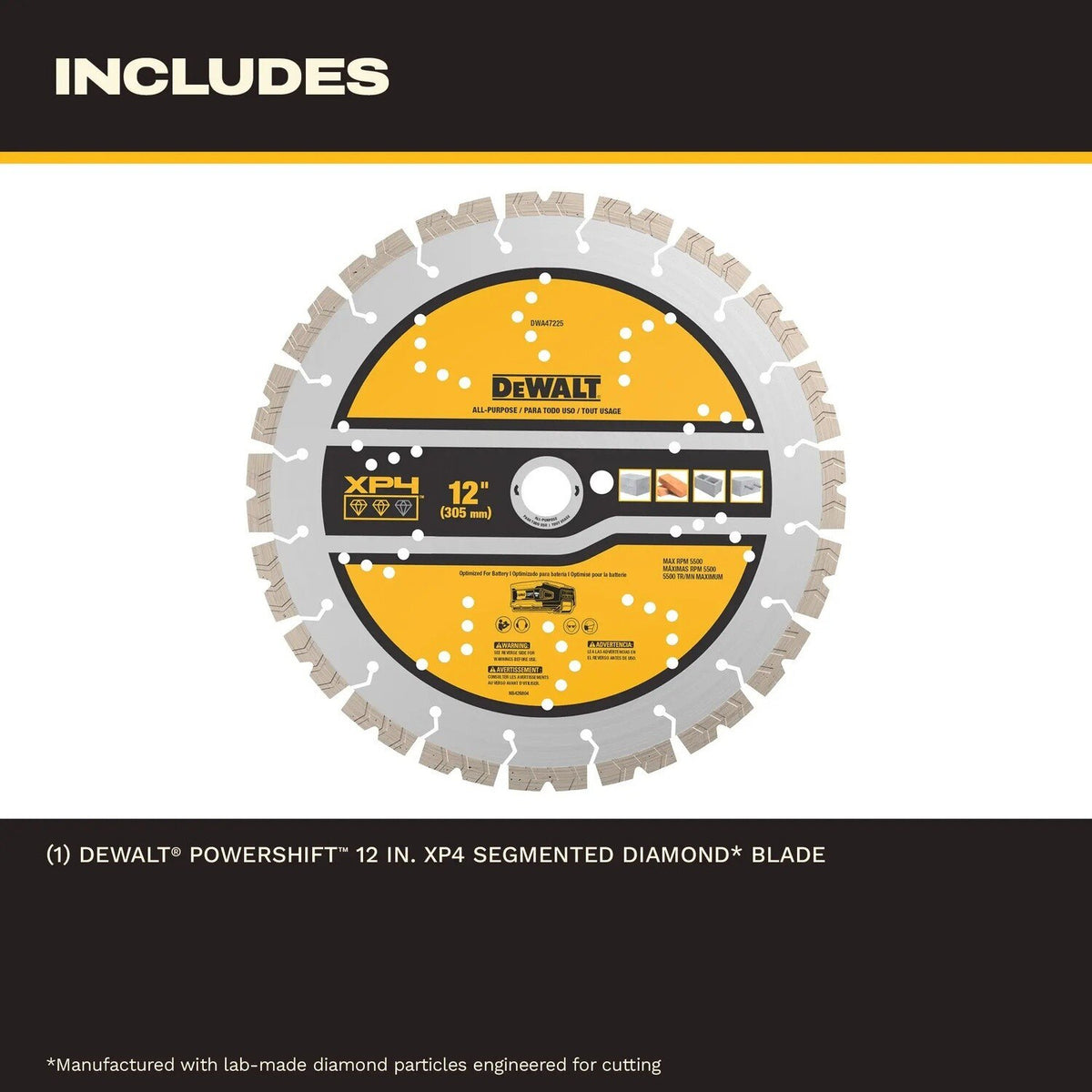 DeWalt DWA47225 POWERSHIFT 12" XP4 Segmented Diamond Blade for Concrete and Masonry - 4