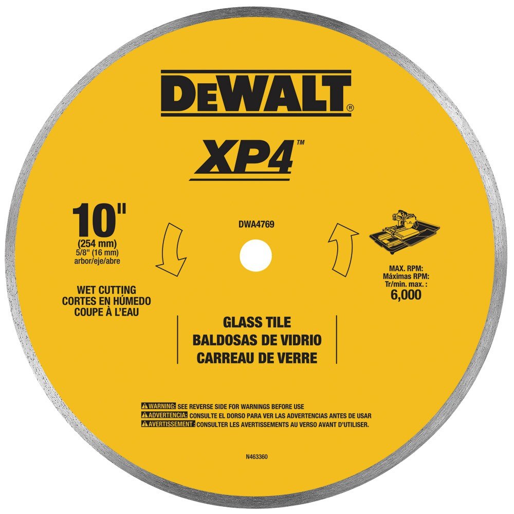 DeWalt DWA4769 10-in Continuous Rim Glass Tile Blade