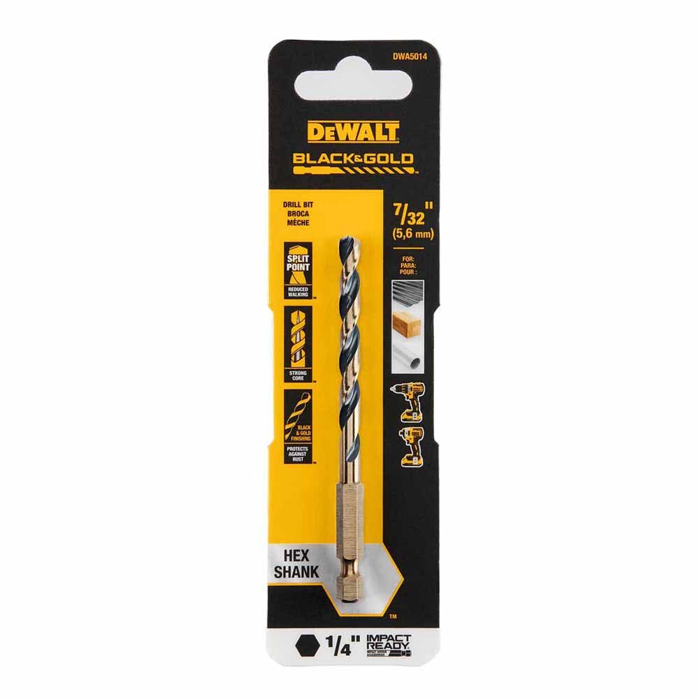DeWalt DWA5014 7/32" Black & Gold Impact Ready Metal Drill Bit - 2