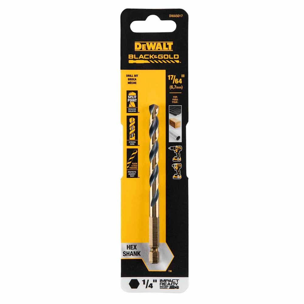DeWalt DWA5017 17/64" Black & Gold Impact Ready Metal Drill Bit - 2
