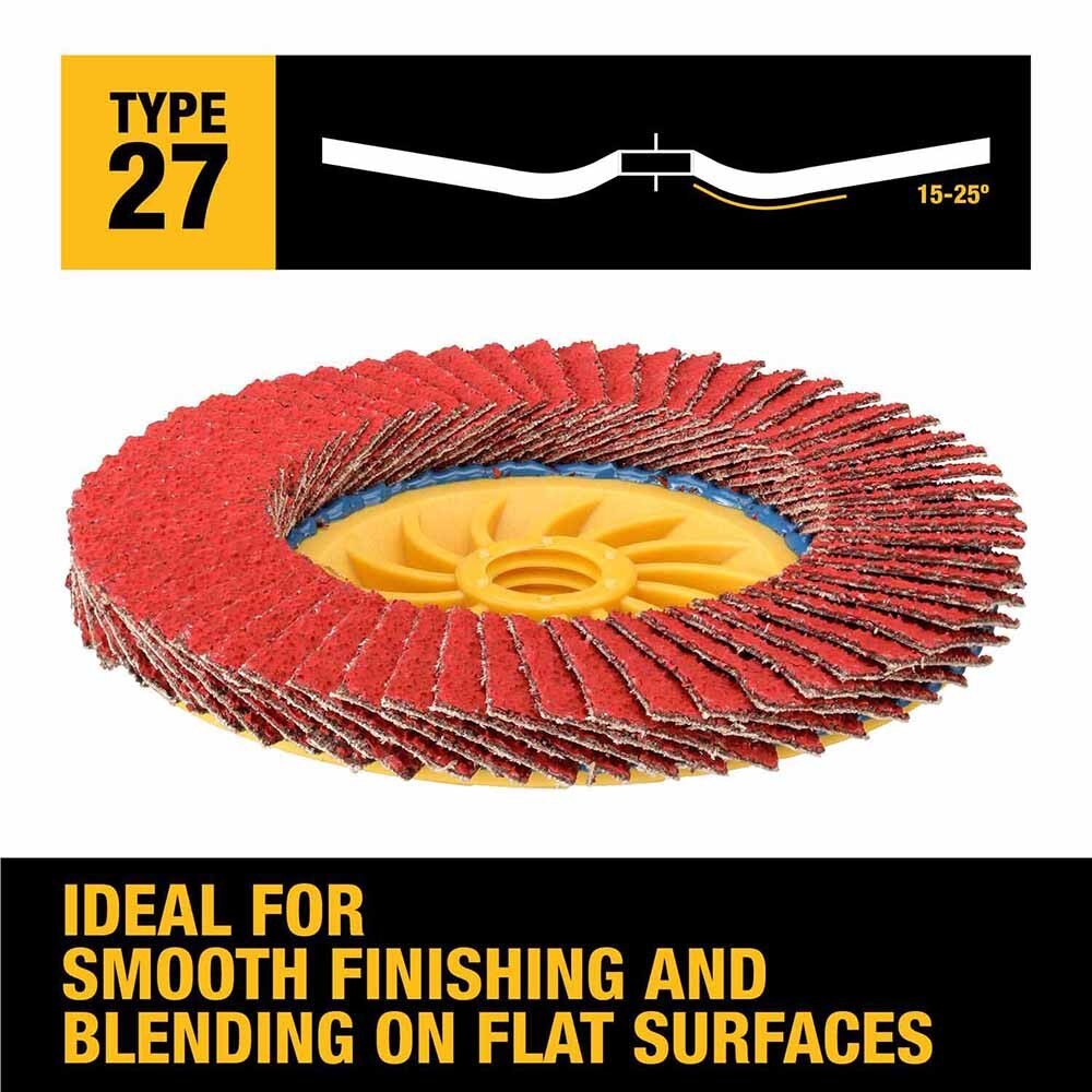 DeWalt DWA8280HCTR Elite Series , 4-1/2" x 5/8-11 40 Grit Ceramic T27 High Density Flap Disc - 6