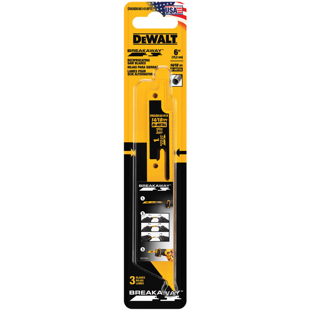 DeWalt DWABK461418P3 BREAKAWAY Reciprocating Blade 6" 3 pack
