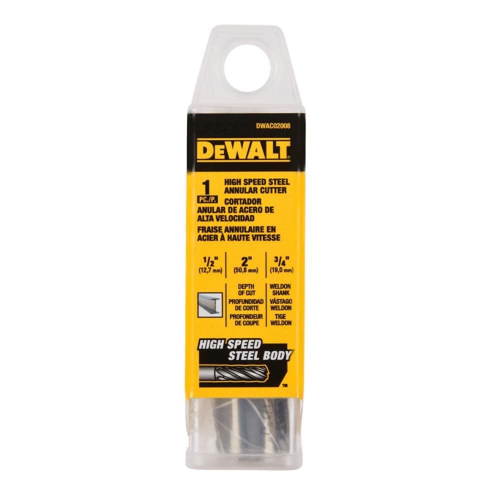 DeWalt DWAC02008 1/2IN X 2IN HSS Annular Cutter 3/4IN WD - 3