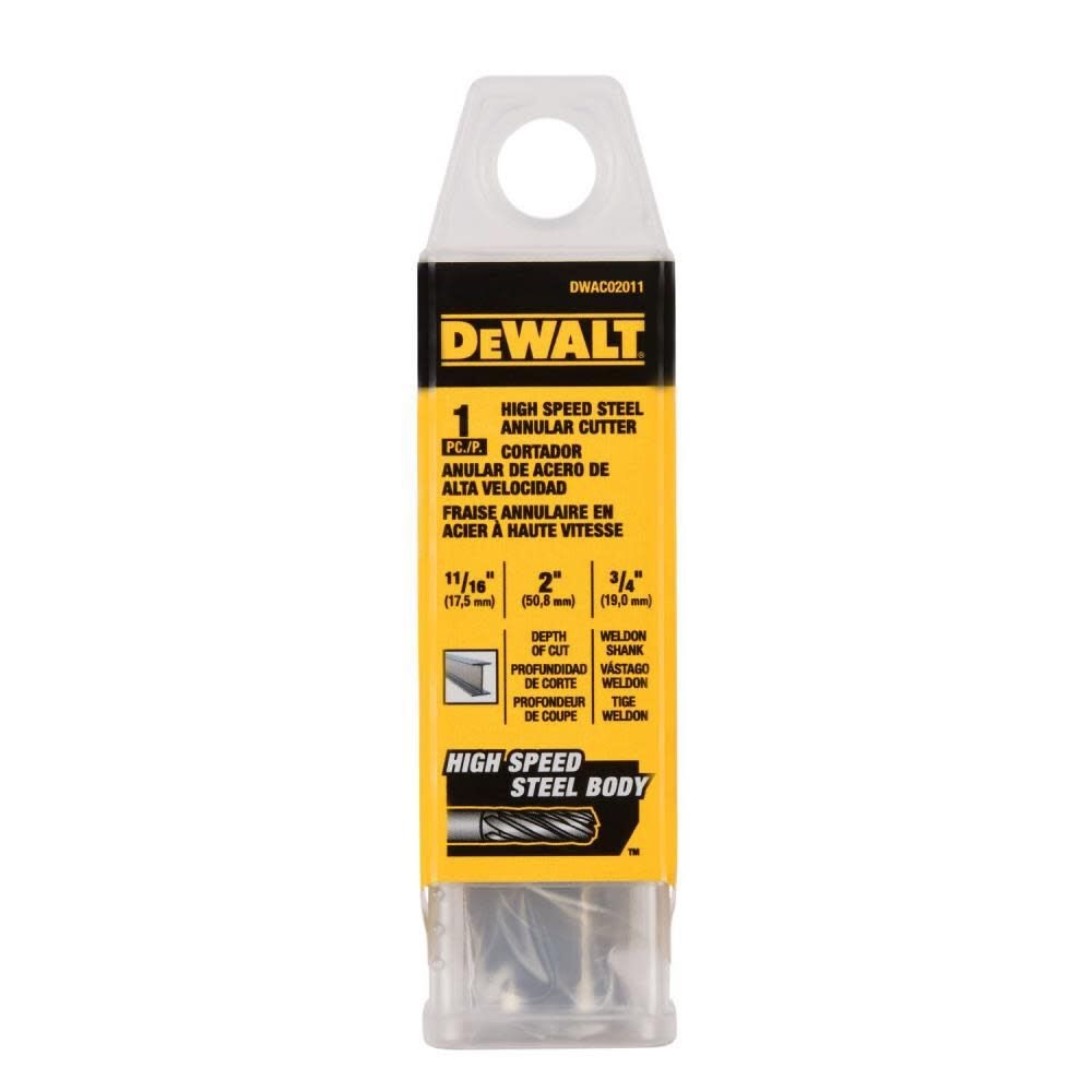 DeWalt DWAC02011 11/16In x 2In HSS Annular Cutter 3/4In WD - 3