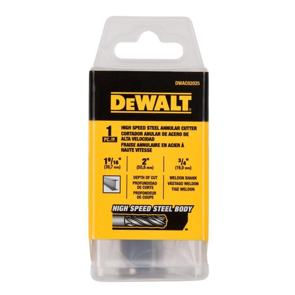 DeWalt DWAC02025 1-9/16In x 2In HSS Annular Cutter 3/4In WD - 3