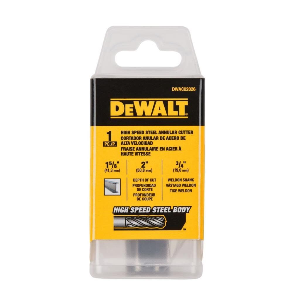 DeWalt DWAC02026 1-5/8In x 2In HSS Annular Cutter 3/4In WD - 3