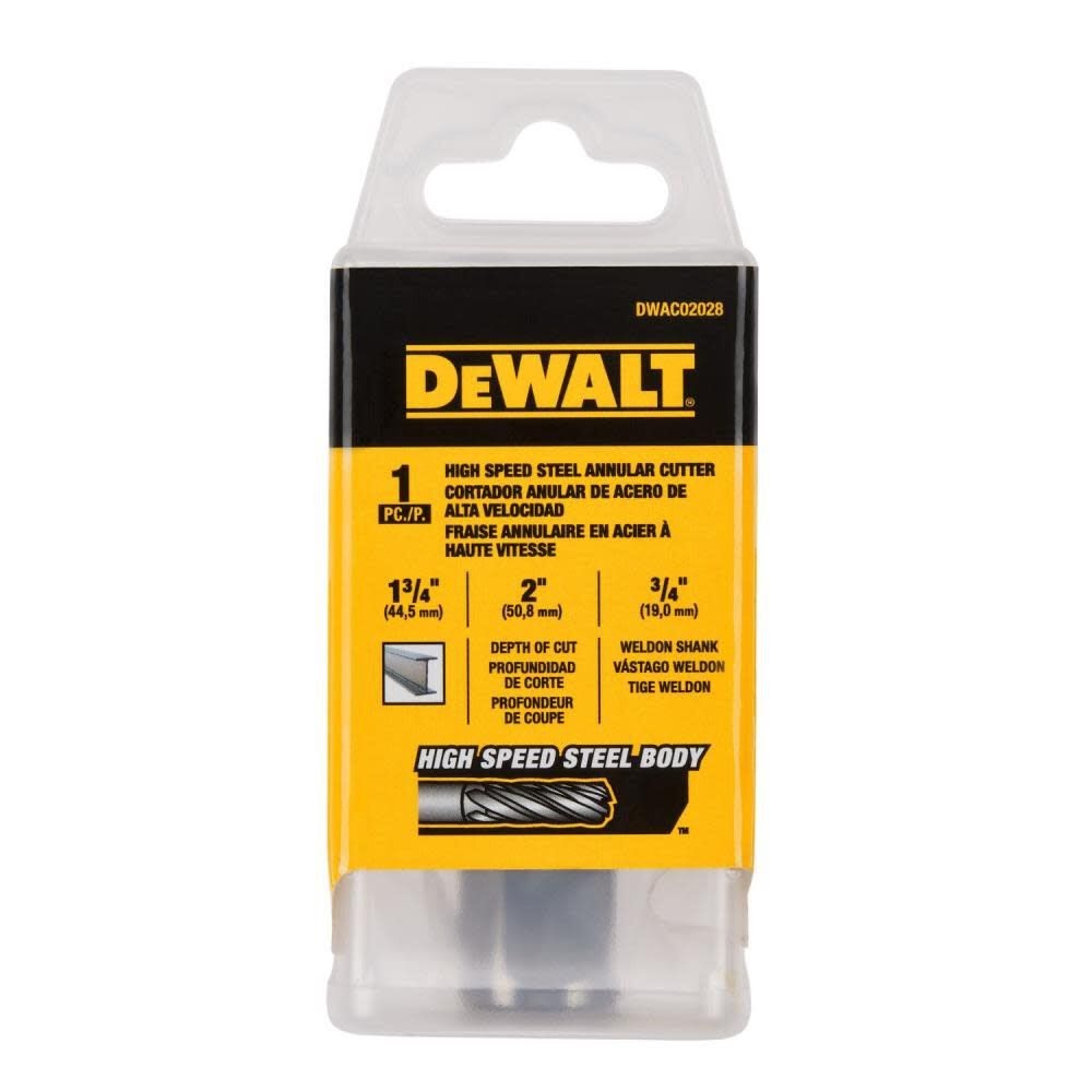 DeWalt DWAC02028 1-3/4In x 2In HSS Annular Cutter 3/4In WD - 3
