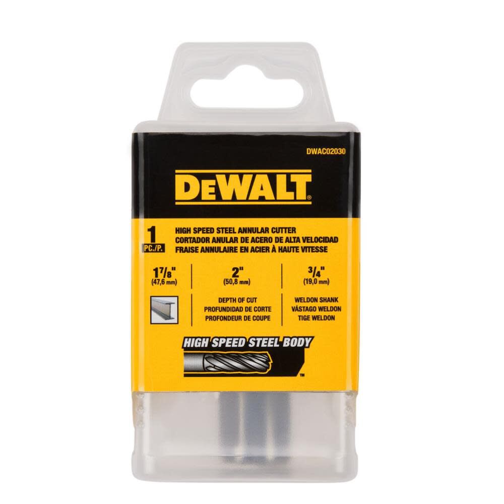 DeWalt DWAC02030 1-7/8In x 2In HSS Annular Cutter 3/4In WD - 3