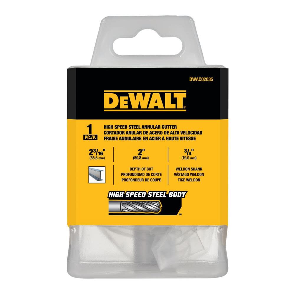 DeWalt DWAC02035 2-3/16In x 2In HSS Annular Cutter 3/4In WD - 3