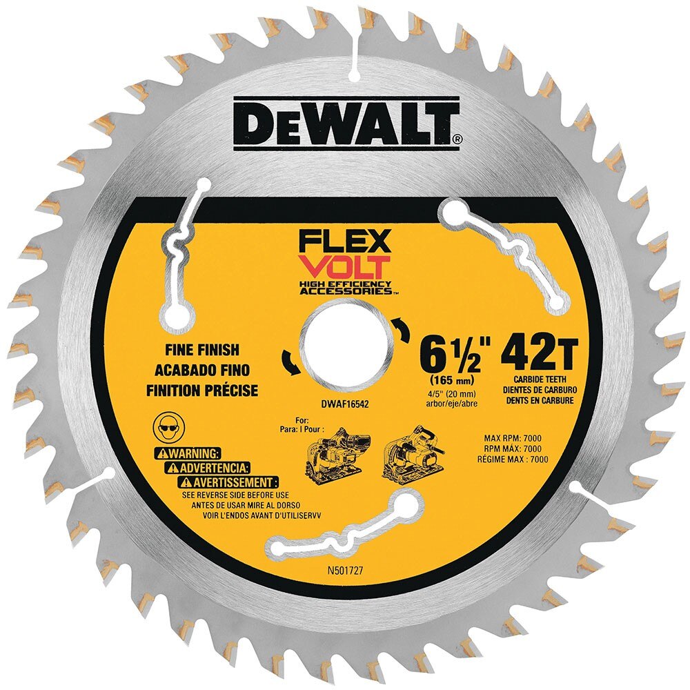 DeWalt DWAF16542 6-1/2" x 20mm 42T Flexvolt Tracksaw Blade