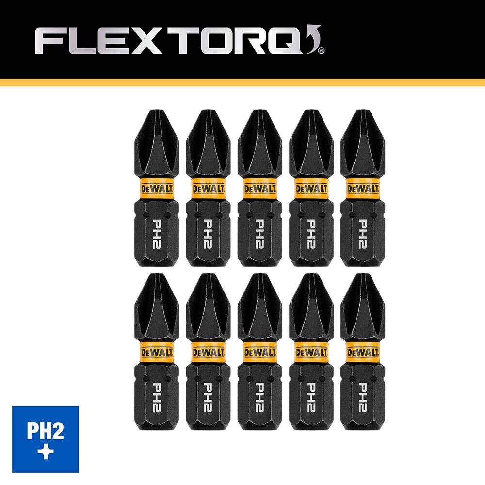 DeWalt DWAF1PH2IR10 PH2 FLEXTORQ 1/4 x 1in Impact Driver Bits, 10-Pack - 4
