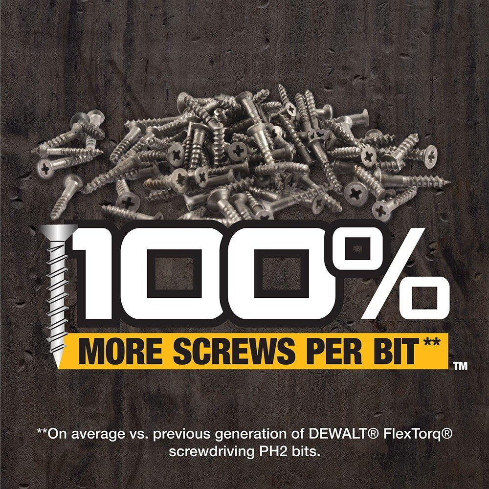 DeWalt DWAF1PH2IR3 PH2 FLEXTORQ 1/4 x 1in Impact Driver Bits, 3-Pack - 5