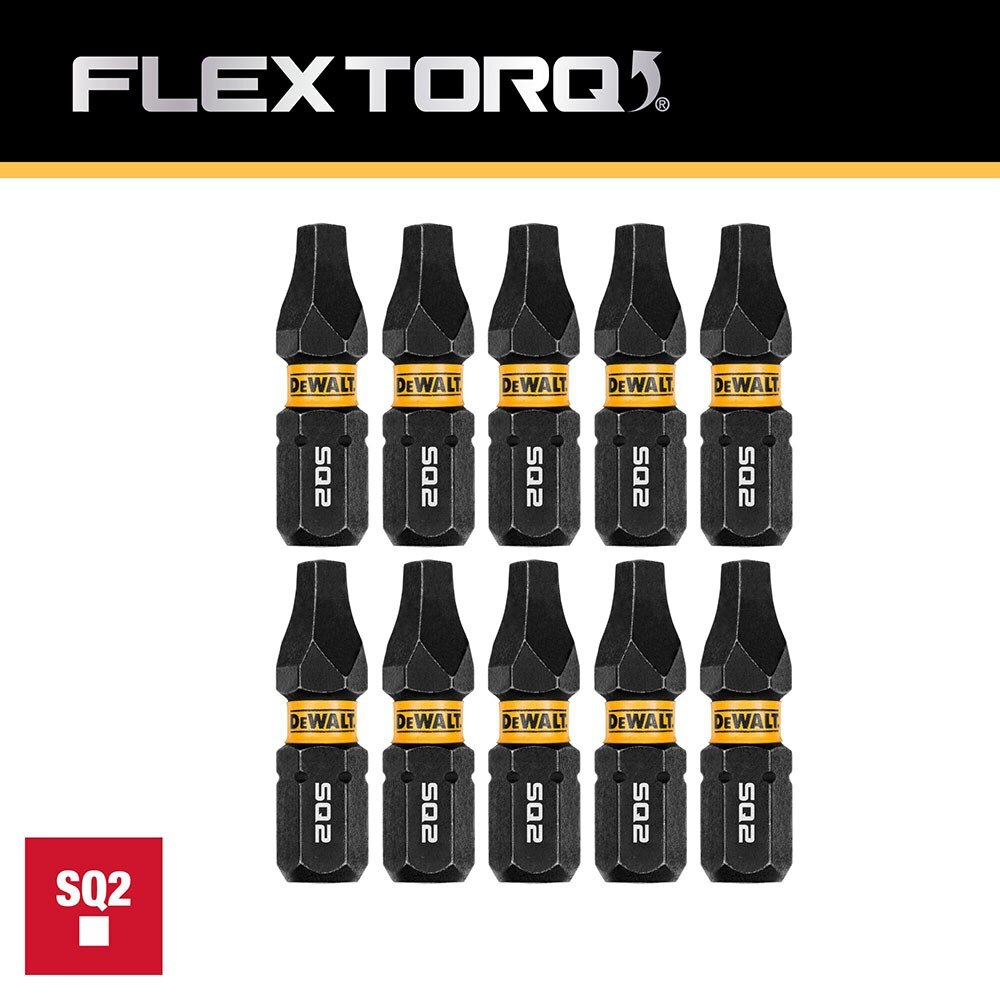 DeWalt DWAF1SQ2IR10 SQ2 FLEXTORQ 1/4 x 1in Impact Driver Bits, 10-Pack - 4