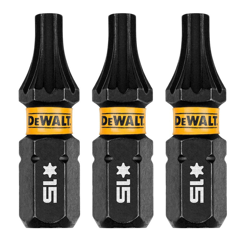 DeWalt DWAF1TX15IR3 T15 FLEXTORQ 1/4 x 1in Impact Driver Bits, 3-Pack - 3