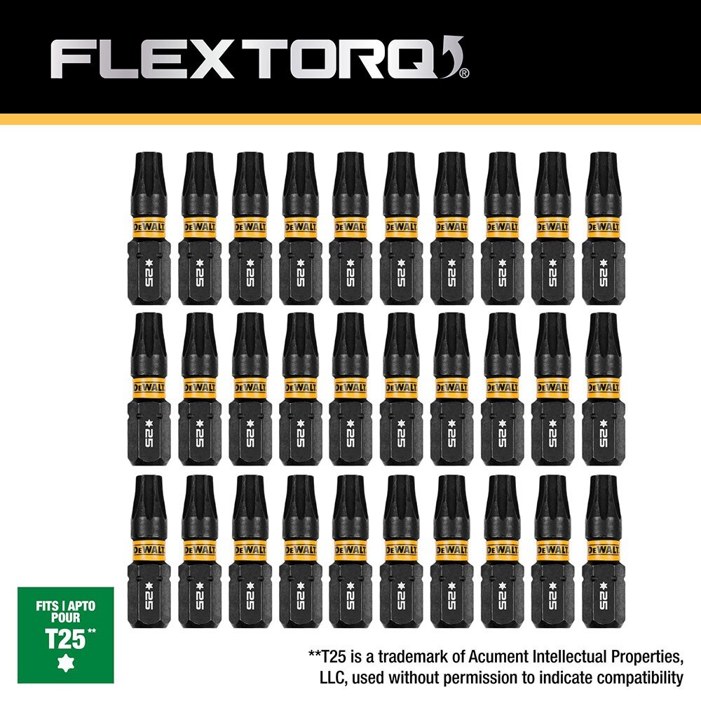 DeWalt DWAF1TX25IR30 T25 FLEXTORQ 1/4 x 1in Impact Driver Bits w/ Case, 30-Pack - 5