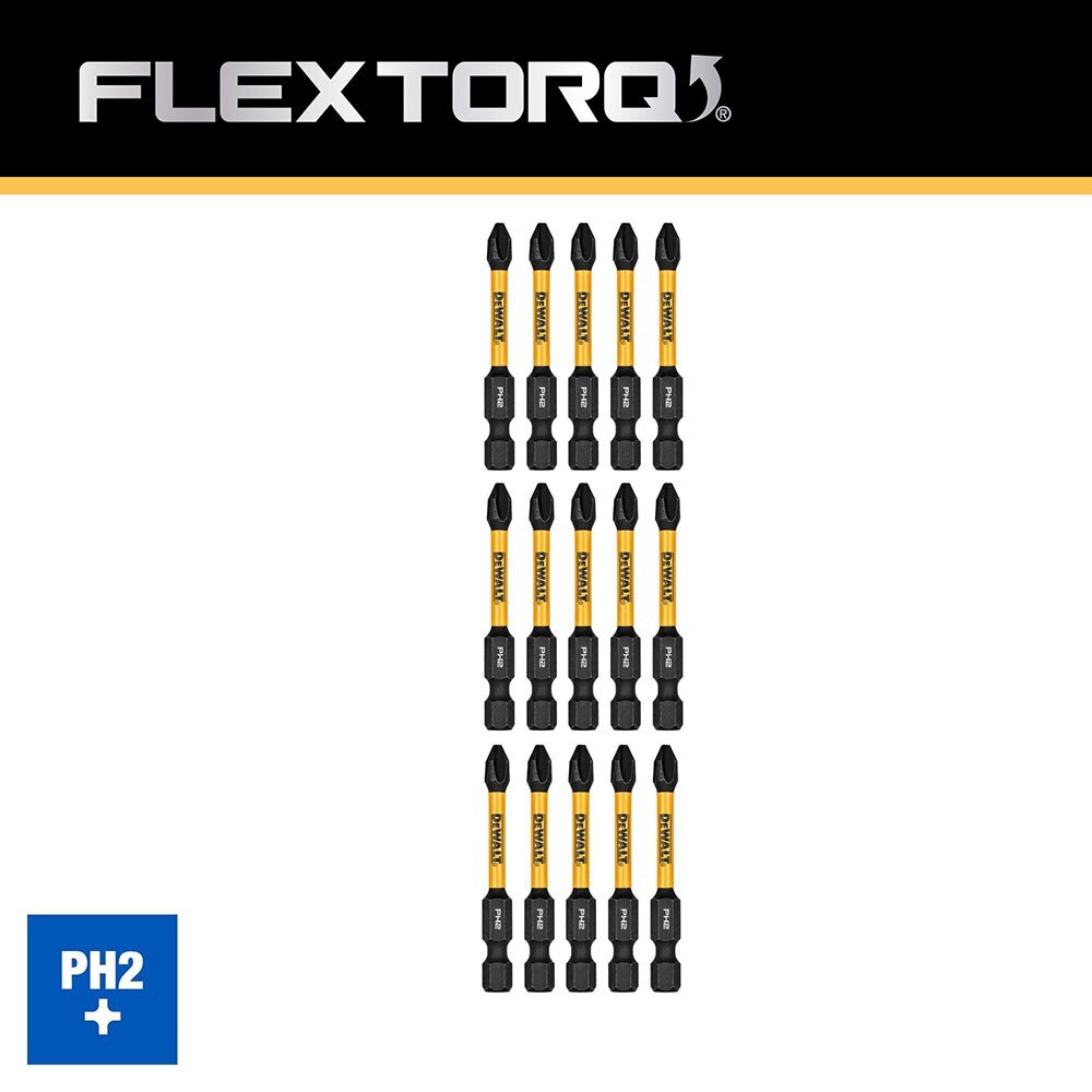 DeWalt DWAF2PH2IR15 PH2 FLEXTORQ 1/4 x 2-1/4in Impact Driver Bits, 15-Pack - 4