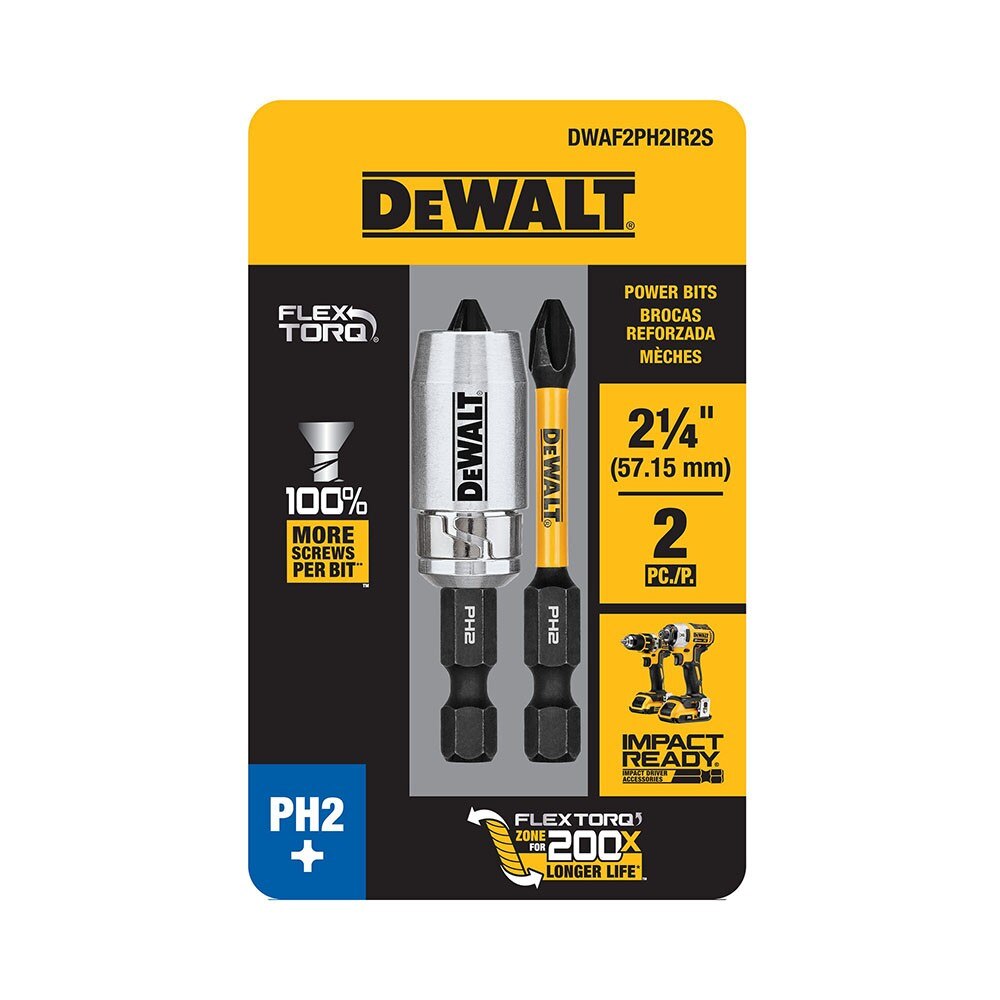 DeWalt DWAF2PH2IR2S PH2 FLEXTORQ 1/4 x 2-1/4in Impact Driver Bits w/ Magnetic Sleeve, 2-Pack - 2