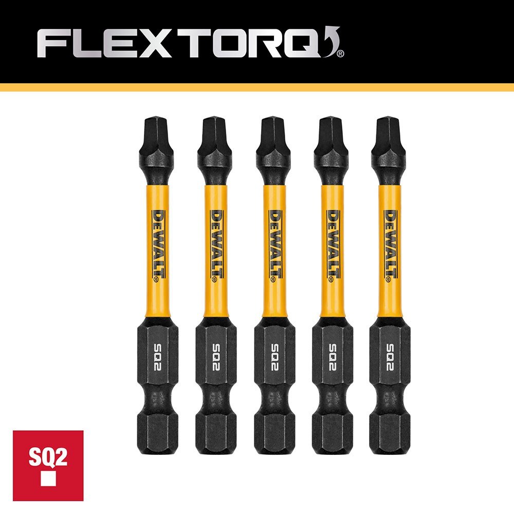 DeWalt DWAF2SQ2IR5 SQ2 FLEXTORQ 1/4 x 2-1/4in Impact Driver Bits, 5-Pack - 4