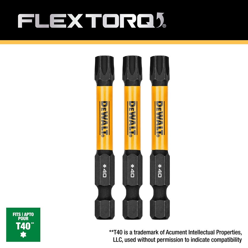 DeWalt DWAF2TX40IR3 T40 FLEXTORQ 1/4 x 2.25in Impact Driver Bits, 3-Pack - 4