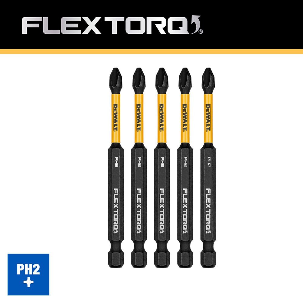 DeWalt DWAF3PH2IR5 PH2 FLEXTORQ 1/4 x 3-1/2in Impact Driver Bits, 5-Pack - 4