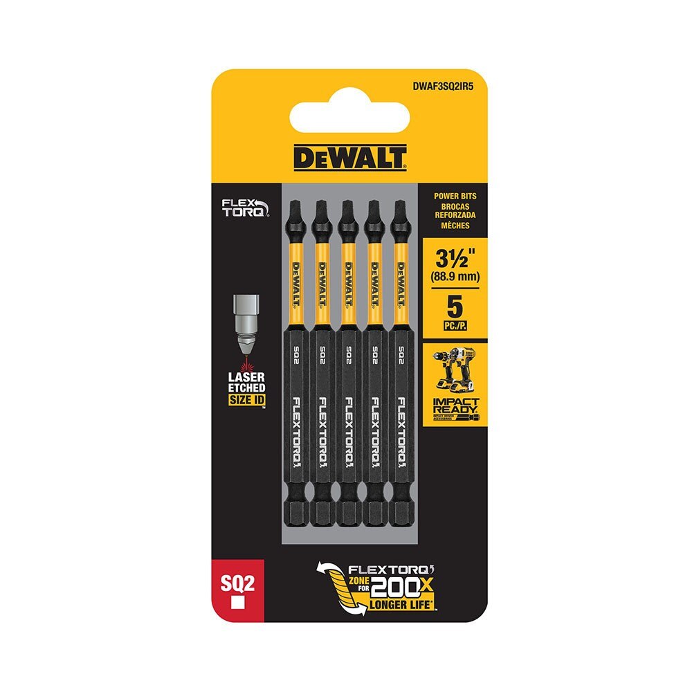 DeWalt DWAF3SQ2IR5 SQ2 FLEXTORQ 1/4 x 3-1/2in Impact Driver Bits, 5-Pack - 2