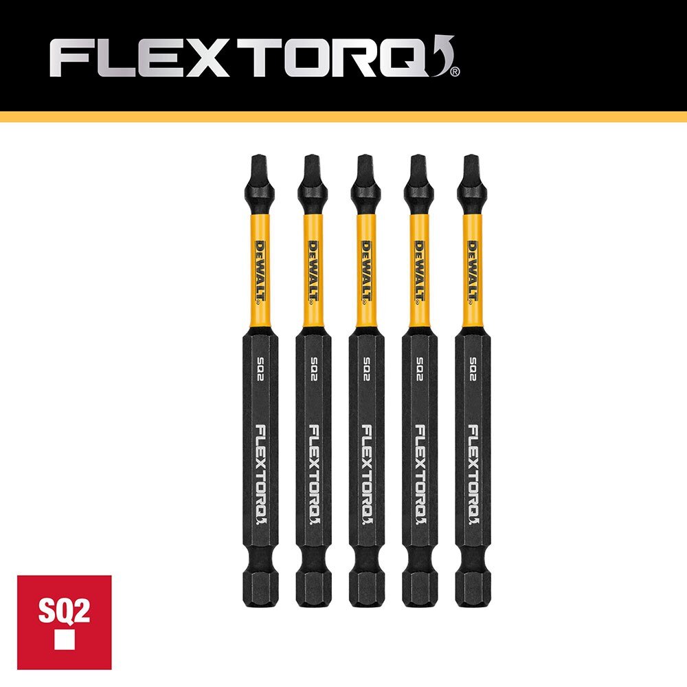 DeWalt DWAF3SQ2IR5 SQ2 FLEXTORQ 1/4 x 3-1/2in Impact Driver Bits, 5-Pack - 4
