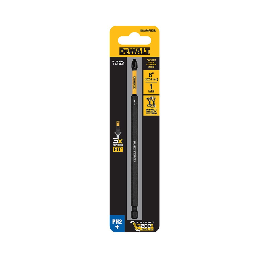 DeWalt DWAFE6PH2IR PH2 FLEXTORQ 1Pc 1/4 x 6in Impact Driver Bit (DWAF6PH2IR) - 2