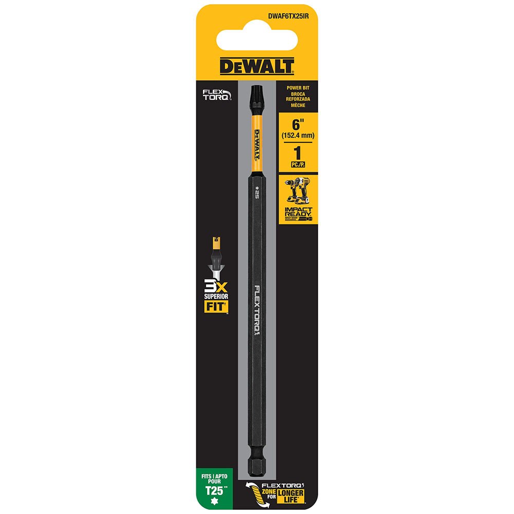 DeWalt DWAF6TX25IR T25 FLEXTORQ 1Pc 1/4 x 6in Impact Driver Bit - 2