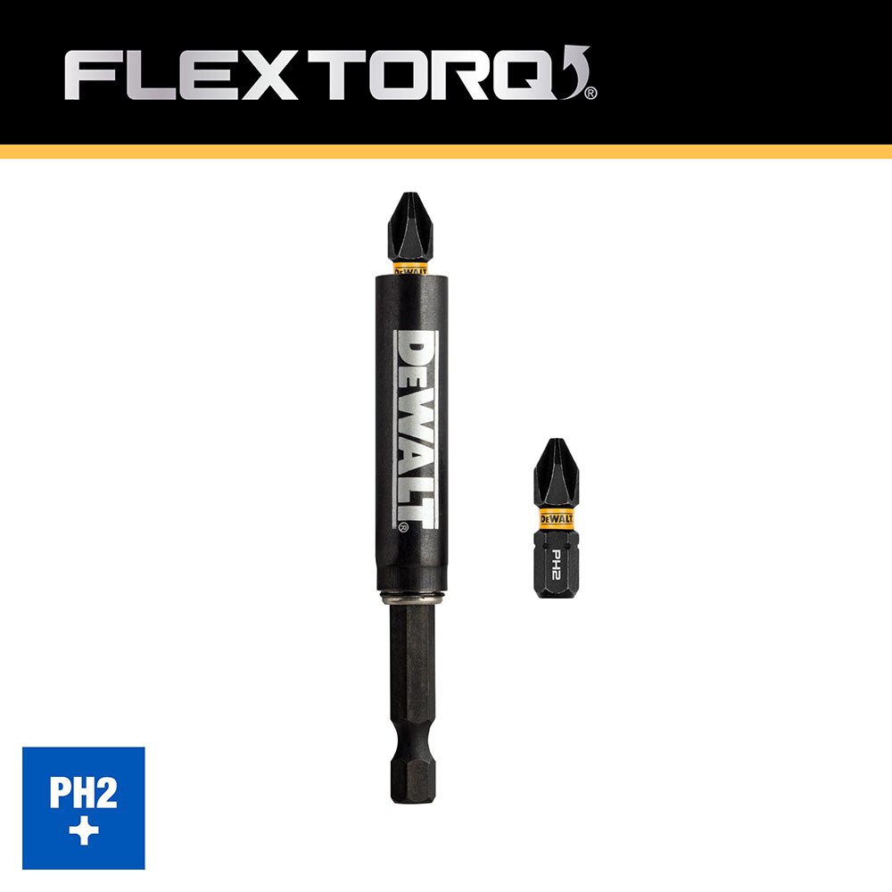 DeWalt DWAFIRDG PH2 FLEXTORQ 1/4 x 1in Impact Driver Bits w/ Drive Guide, 2-Pack