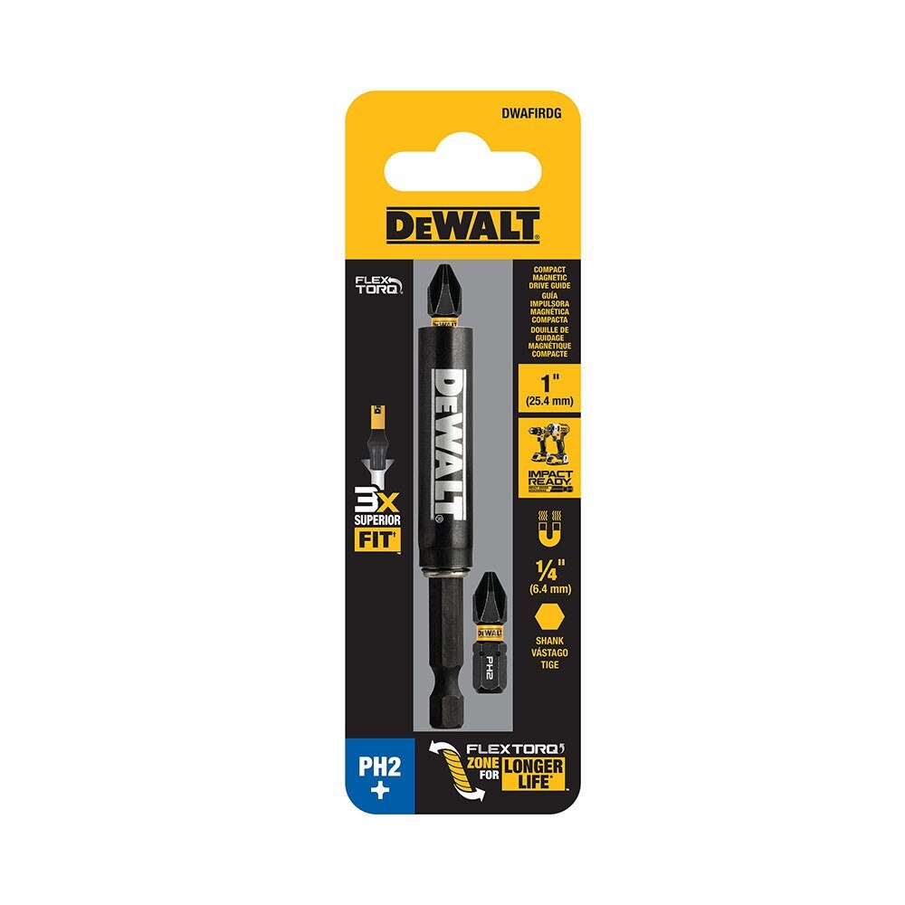 DeWalt DWAFIRDG PH2 FLEXTORQ 1/4 x 1in Impact Driver Bits w/ Drive Guide, 2-Pack - 2