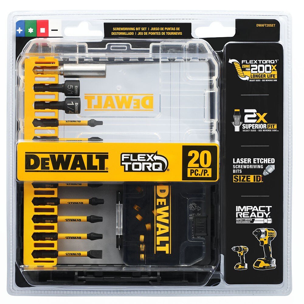 DeWalt DWAFT20SET FLEXTORQ Impact Driver Bit Set w/ Case, 20-Pack - 5
