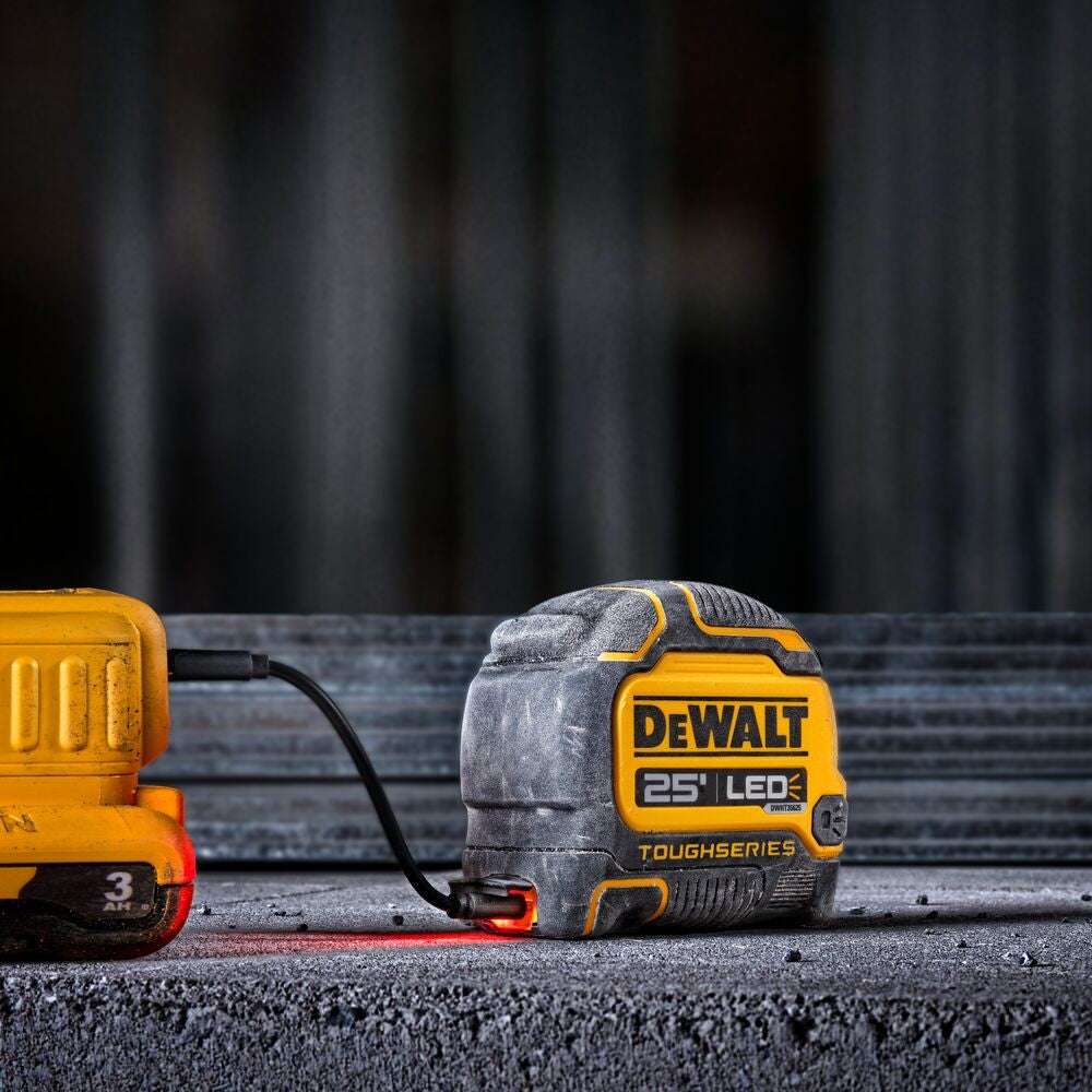 DeWalt DWHT35625S TOUGHSERIES 25' x 1-1/4" LED lighted Tape Measure , Micro USB Port - 9