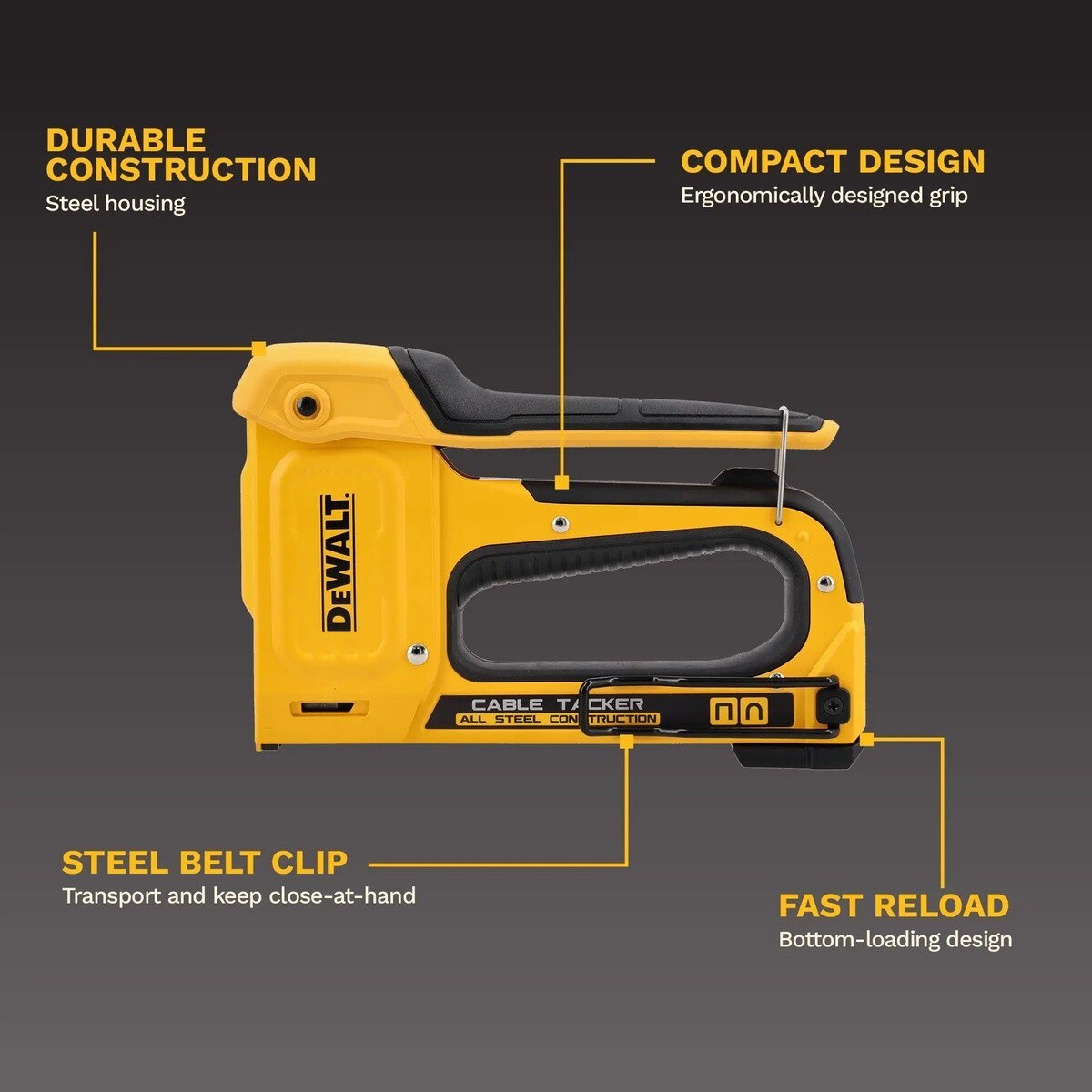 DeWalt DWHT70100 3/8" Manual Cable Stapler with Steel Housing and Belt Clip - 2