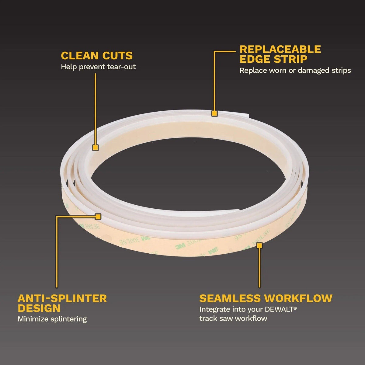 DeWalt DWS5069 Anti-Splinter Edge Strip for Track Saws and Rails - 2