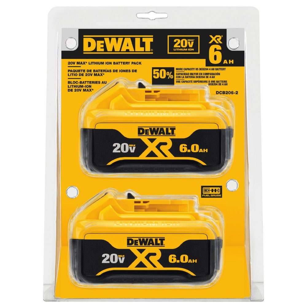 DeWalt DCB206-2 20V MAX Li-Ion XR 6.0 AH Battery 2 Pack